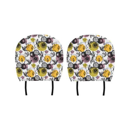 Passion Fruit Pattern Background Car Headrest Cover