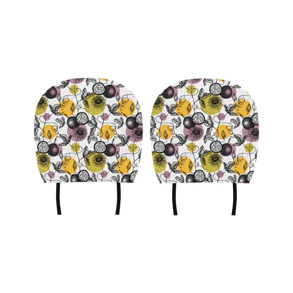 Passion Fruit Pattern Background Car Headrest Cover