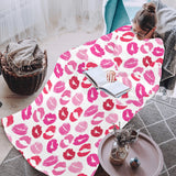 Lips Pattern Print Design 05 Blanket Robe with Sleeves