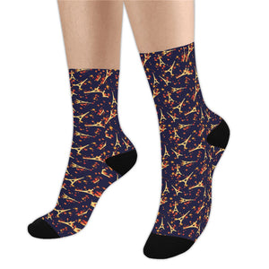 Eiffel Tower Pattern Print Design 02 Crew Socks