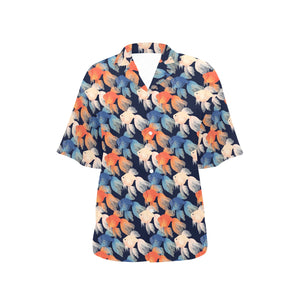 Goldfish Pattern Print Design 04 Women's All Over Print Hawaiian Shirt