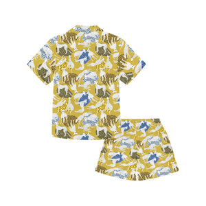 Greyhound Pattern Print Design 02 Kids' Boys' Girls' V-Neck Short Pajama Set