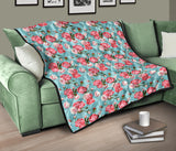 Rose Pattern Print Design 03 Premium Quilt