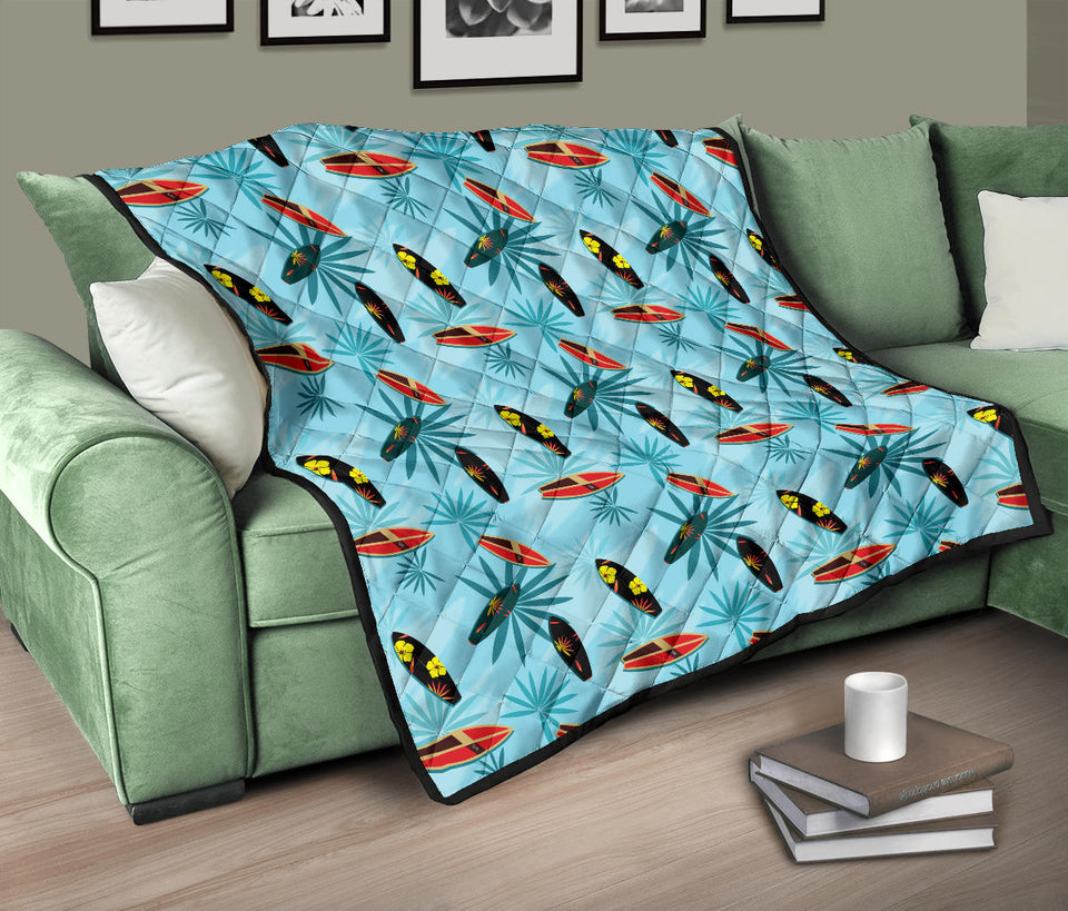 Surfboard Pattern Print Design 03 Premium Quilt