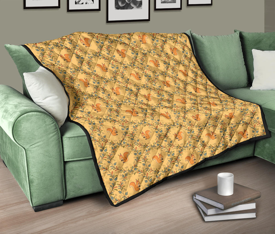 Squirrel Pattern Print Design 01 Premium Quilt