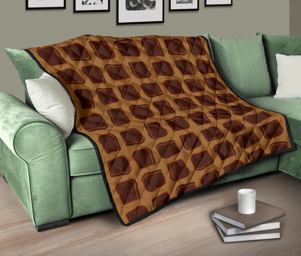 Bread Toast Pattern Print Design 04 Premium Quilt
