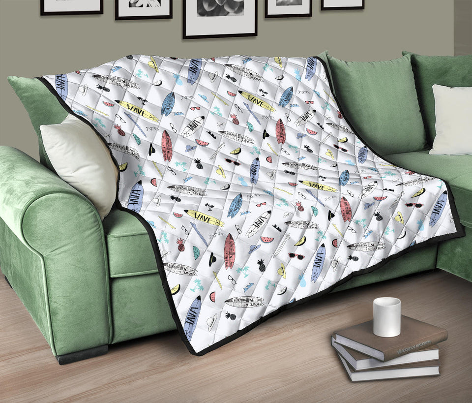 Surfboard Pattern Print Design 01 Premium Quilt