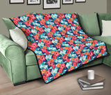 Hibiscus Pattern Print Design 05 Premium Quilt