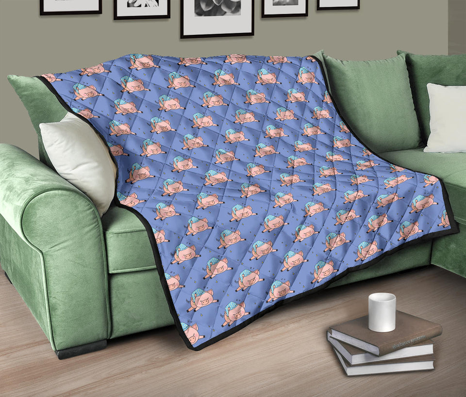 Pig Pattern Print Design 03 Premium Quilt