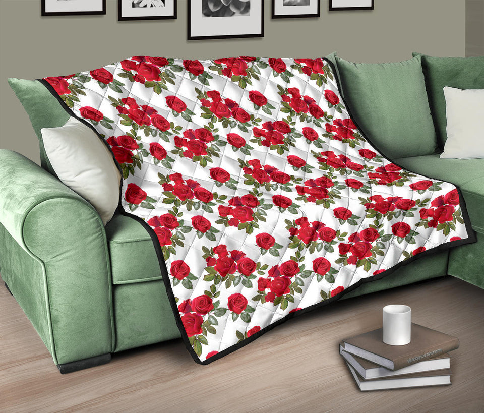 Rose Pattern Print Design 05 Premium Quilt