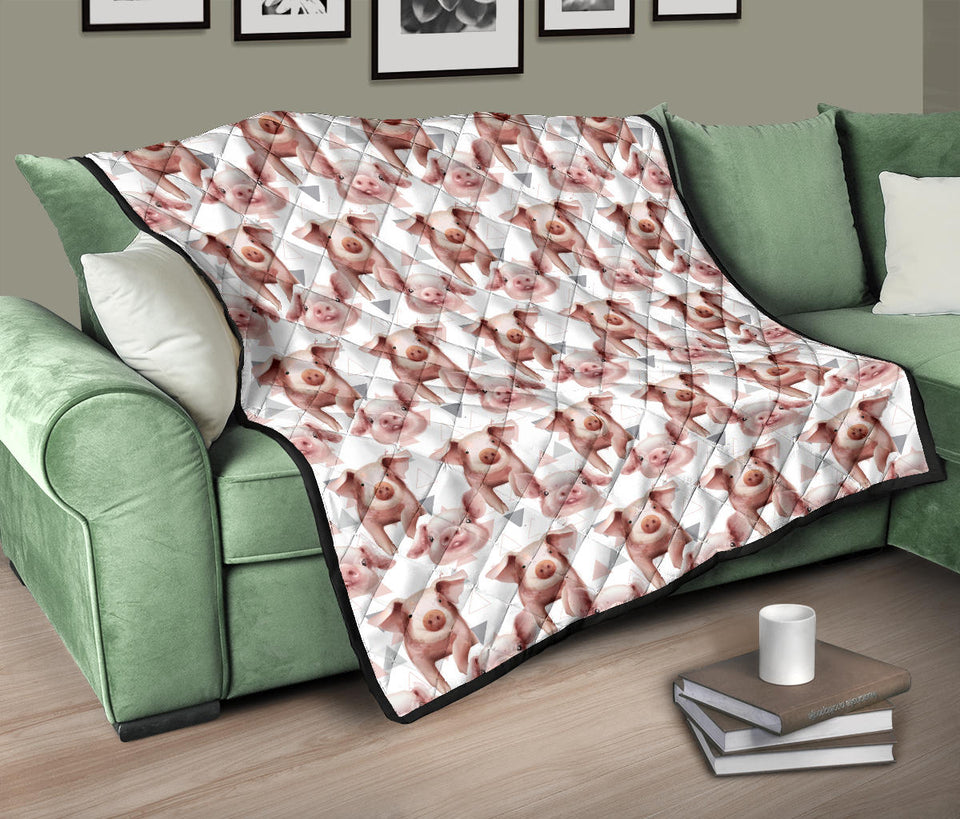 Pig Pattern Print Design 04 Premium Quilt