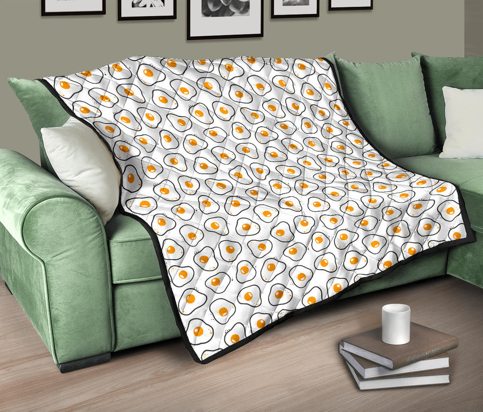 Fried Eggs Pattern Print Design 05 Premium Quilt