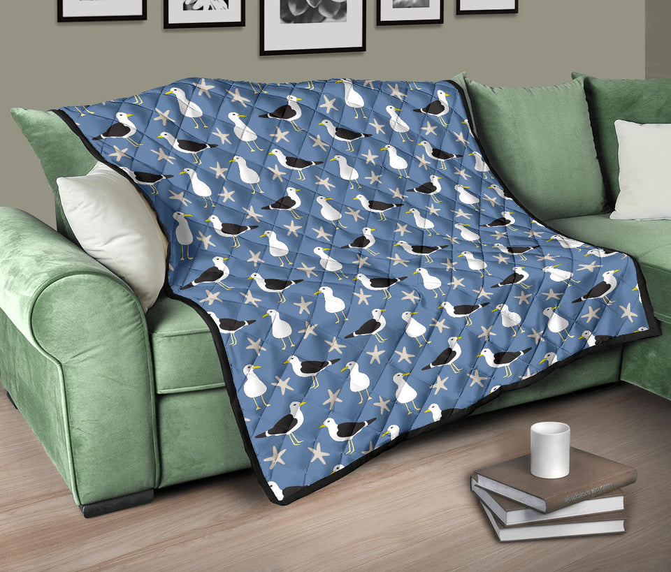 Seagull Pattern Print Design 01 Premium Quilt