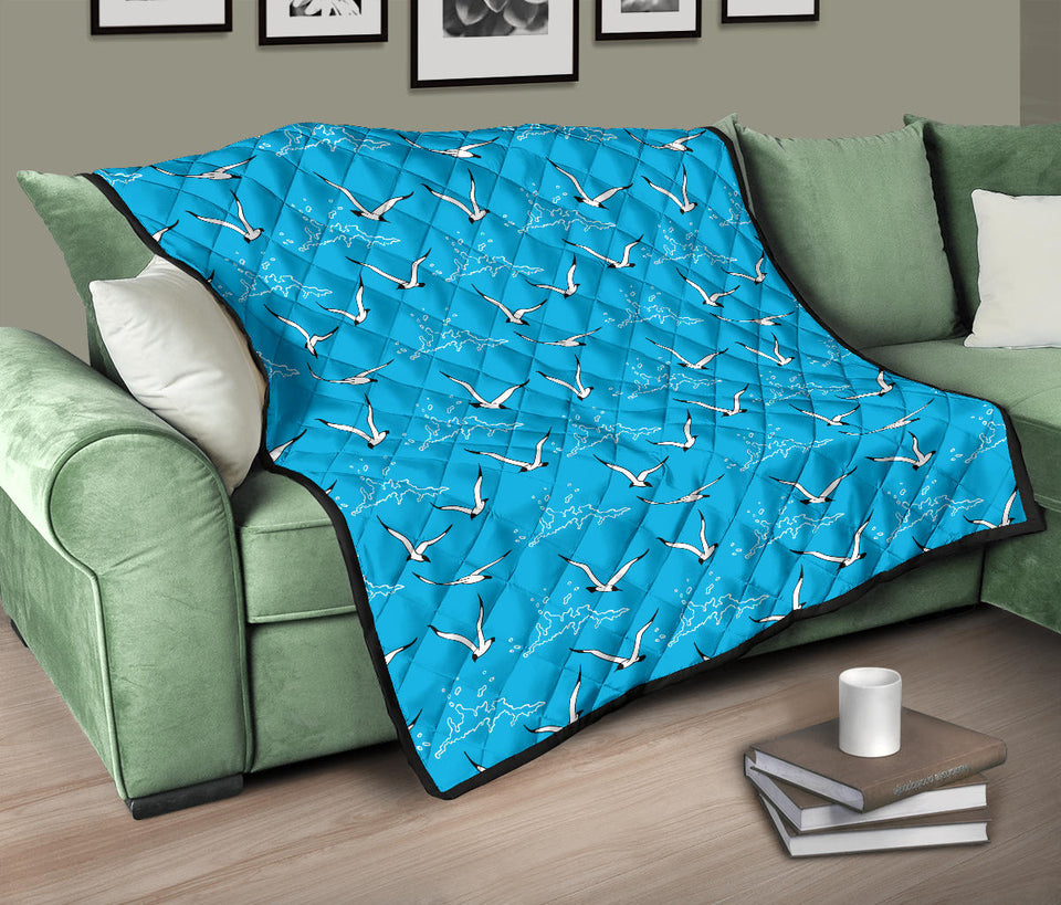 Seagull Pattern Print Design 05 Premium Quilt