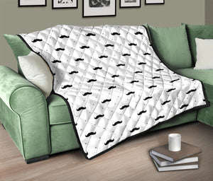 Mustache Beard Pattern Print Design 04 Premium Quilt