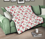 Rose Pattern Print Design 02 Premium Quilt