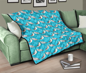 Seagull Pattern Print Design 02 Premium Quilt