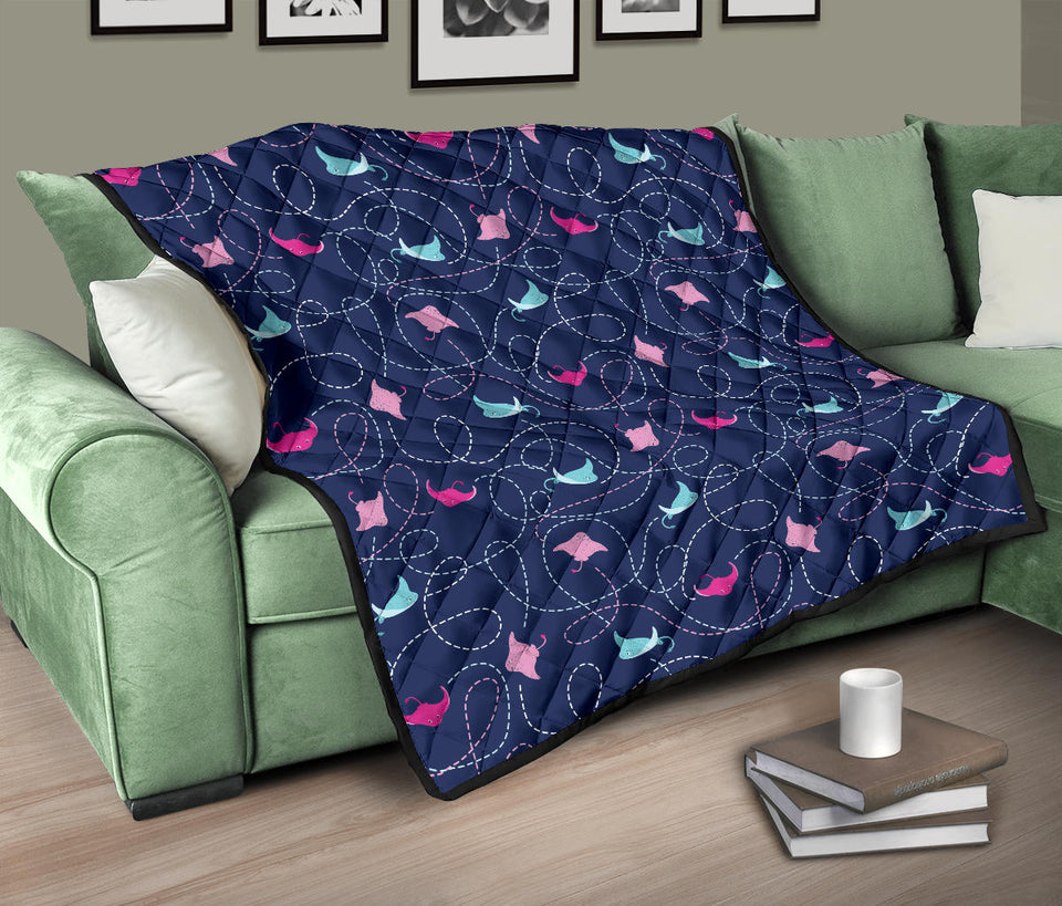 Stingray Pattern Print Design 05 Premium Quilt