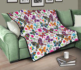 Colorful Butterfly Flower Pattern Premium Quilt