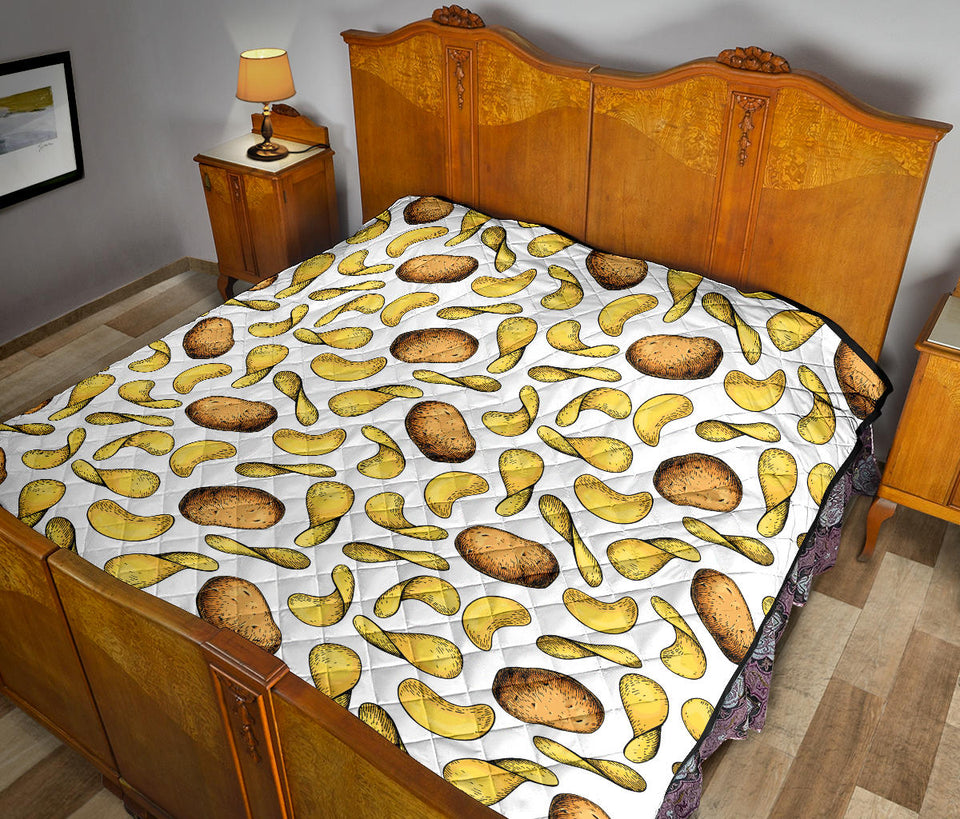 Potato Chips Pattern Print Design 01 Premium Quilt