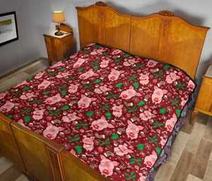 Pig Pattern Print Design 01 Premium Quilt