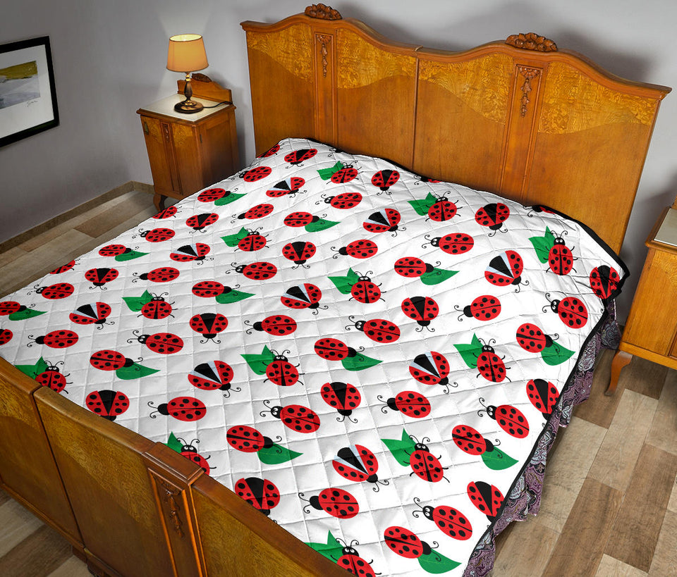 Ladybug Pattern Print Design 01 Premium Quilt