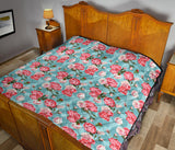 Rose Pattern Print Design 03 Premium Quilt