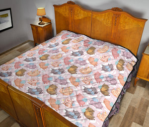 Pig Pattern Print Design 02 Premium Quilt