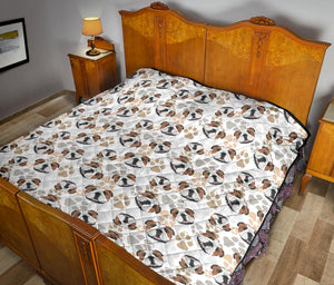 English Bulldog Pattern Print Design 01 Premium Quilt