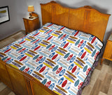 Surfboard Pattern Print Design 02 Premium Quilt