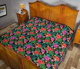 Hibiscus Pattern Print Design 01 Premium Quilt