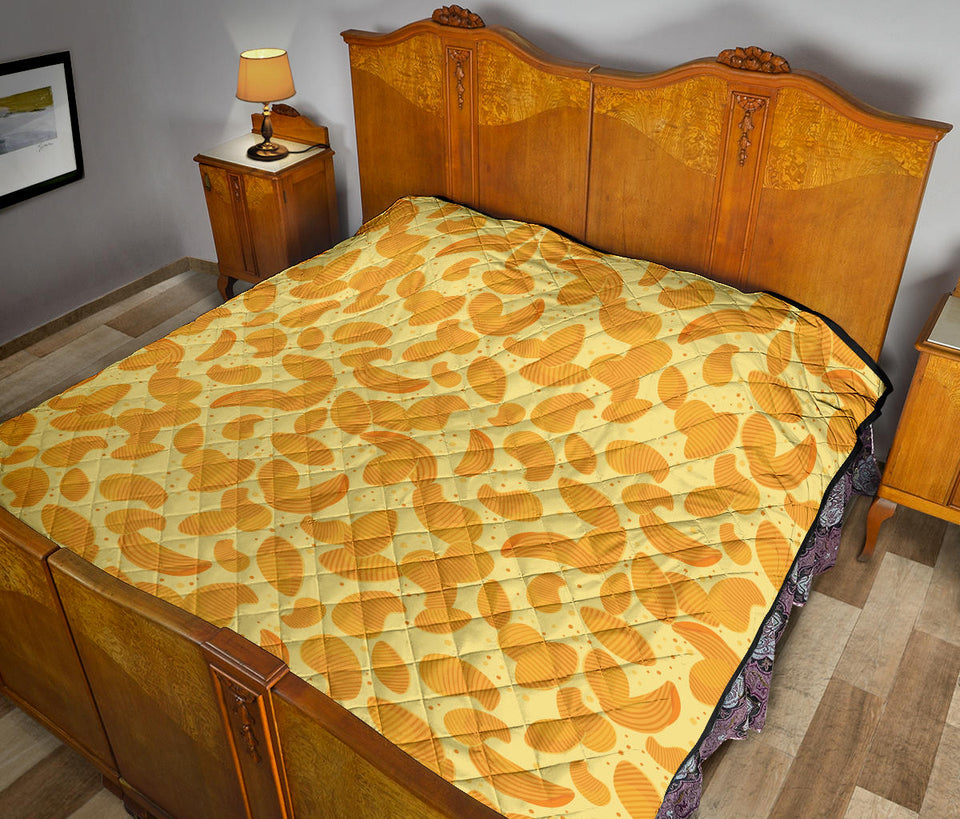 Potato Chips Pattern Print Design 04 Premium Quilt