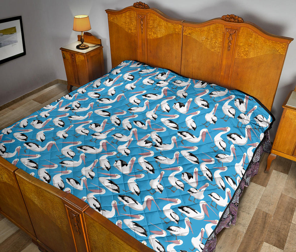 Pelican Pattern Print Design 04 Premium Quilt