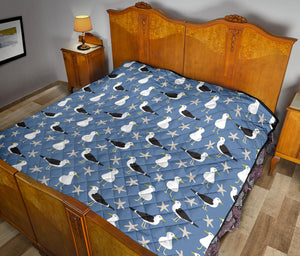 Seagull Pattern Print Design 01 Premium Quilt