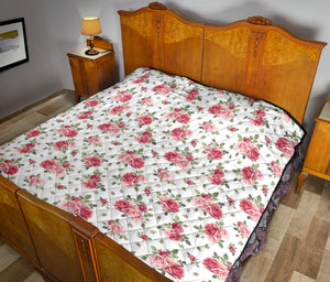 Rose Pattern Print Design 02 Premium Quilt