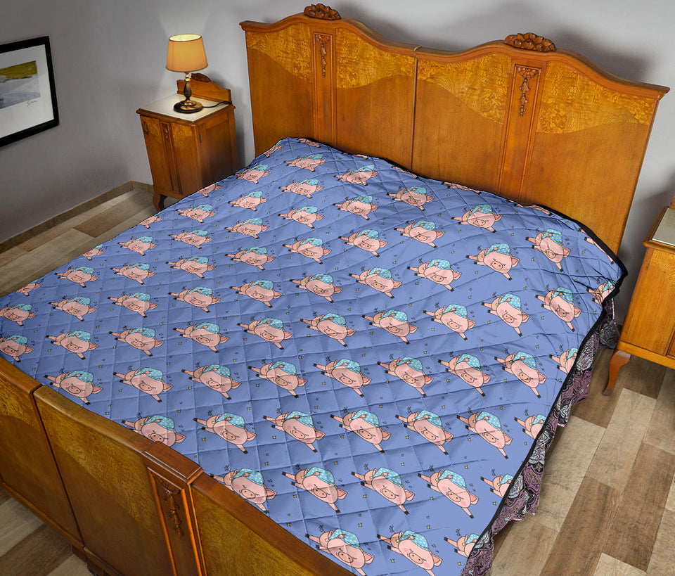 Pig Pattern Print Design 03 Premium Quilt