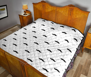 Mustache Beard Pattern Print Design 04 Premium Quilt