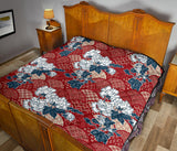 Red Theme Japanese Pattern Premium Quilt