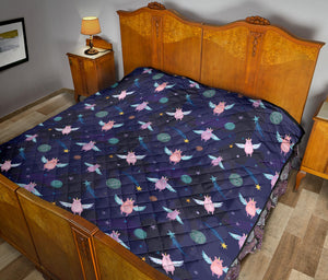 Pig Pattern Print Design 05 Premium Quilt