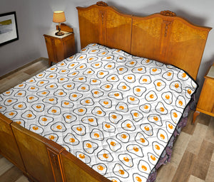 Fried Eggs Pattern Print Design 05 Premium Quilt
