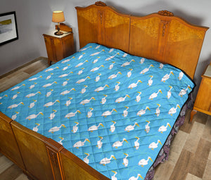 Pelican Pattern Print Design 02 Premium Quilt