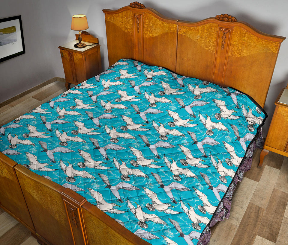 Seagull Pattern Print Design 03 Premium Quilt