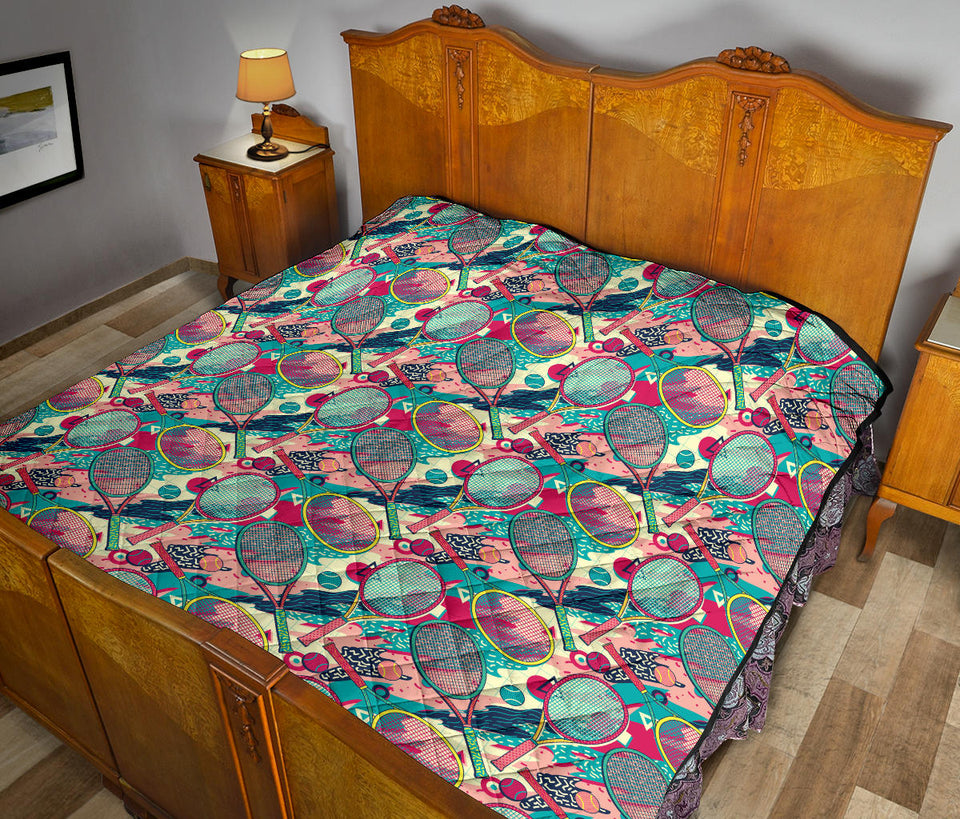 Tennis Pattern Print Design 01 Premium Quilt