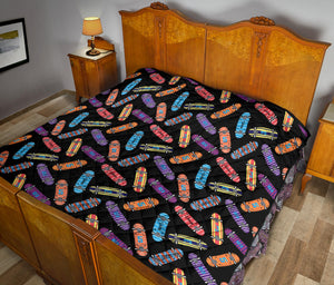 Skate Board Pattern Print Design 04 Premium Quilt