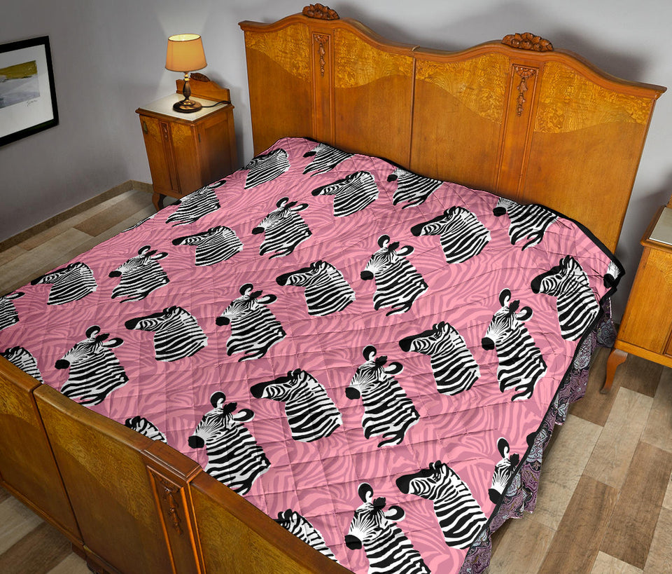 Zebra Head Pattern Premium Quilt