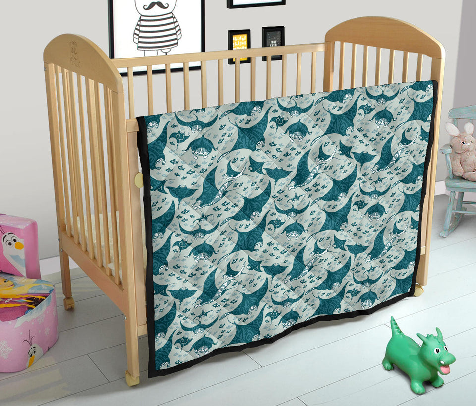 Stingray Pattern Print Design 01 Premium Quilt