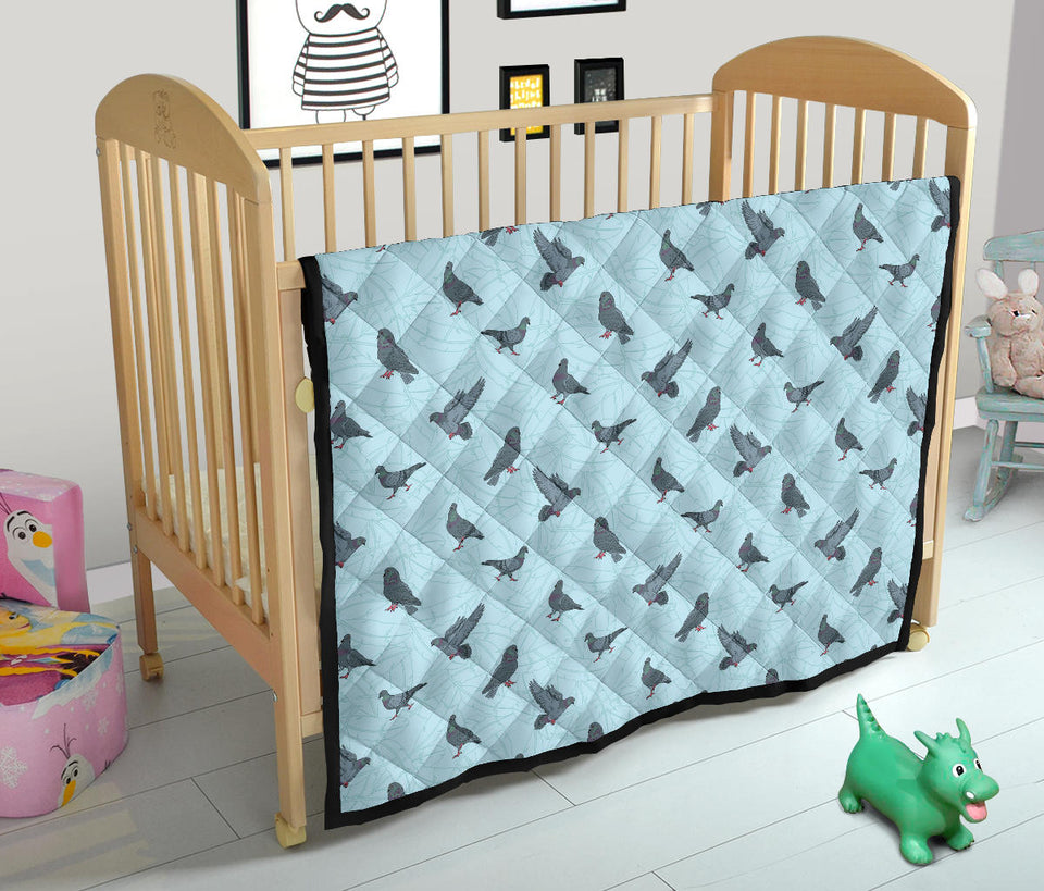 Pigeon Pattern Print Design 02 Premium Quilt