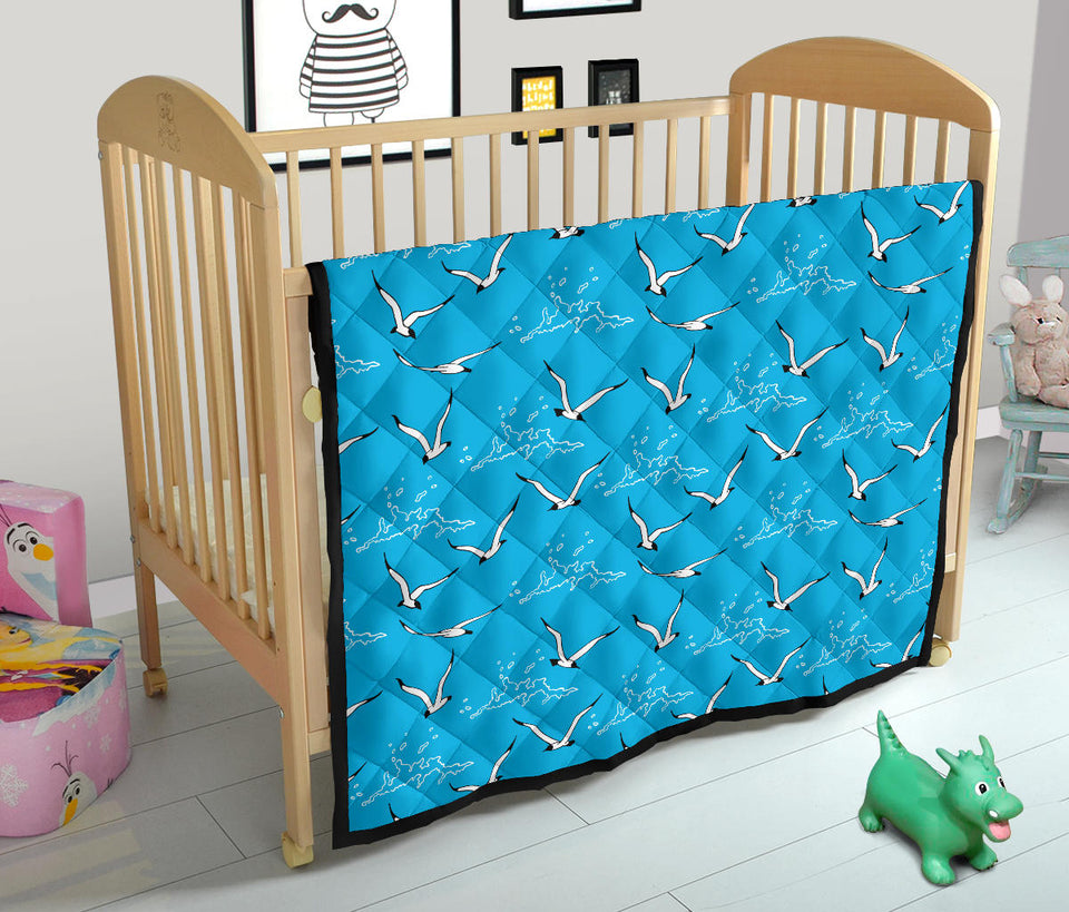 Seagull Pattern Print Design 05 Premium Quilt