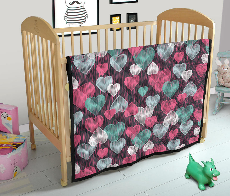 Decorative Heart Pattern Premium Quilt