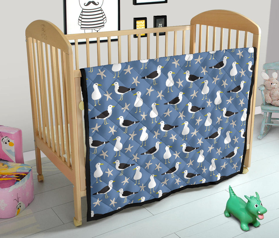 Seagull Pattern Print Design 01 Premium Quilt